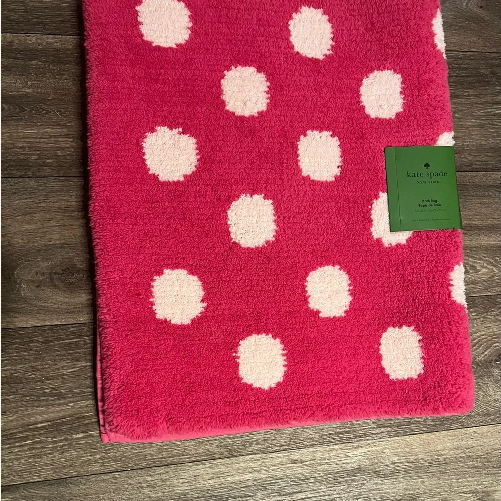 Kate Spade New York Pink & White Dots Bath Rug 20x32in